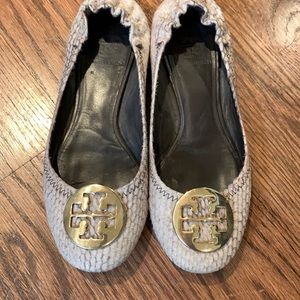 Tory Burch Reva Leather and Calf Hair Flats